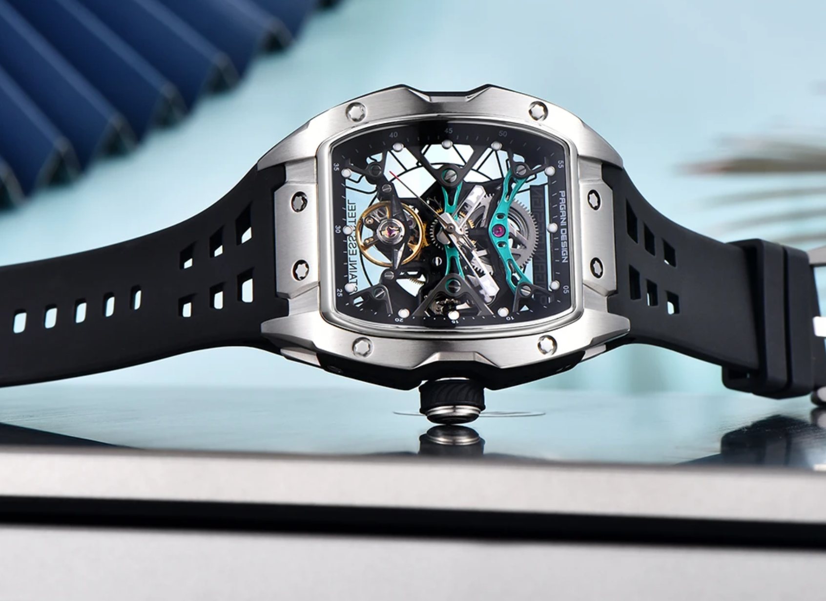PAGANI DESIGN 42MM Skeleton Dial Men Mechanical Watch Top Brand Sapphire Glass