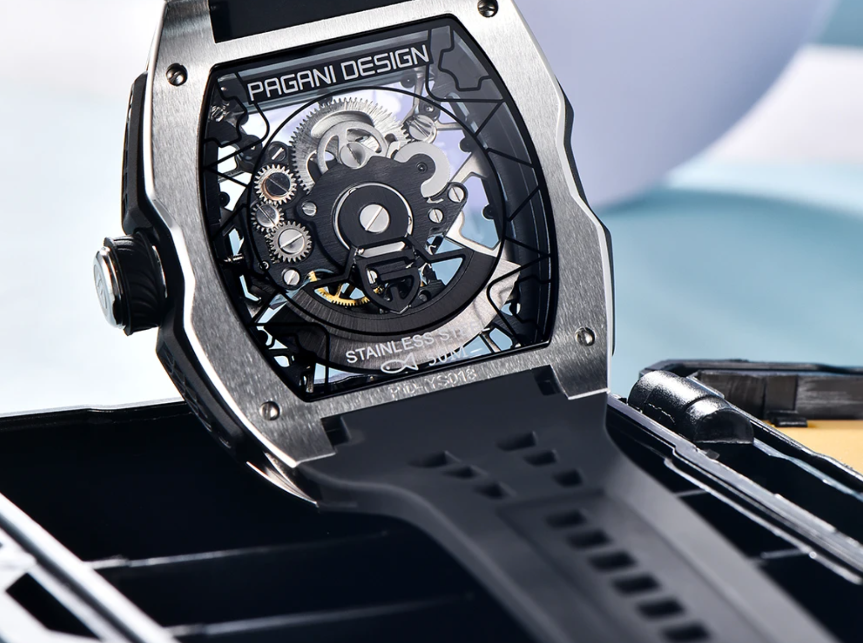 PAGANI DESIGN 42MM Skeleton Dial Men Mechanical Watch Top Brand Sapphire Glass