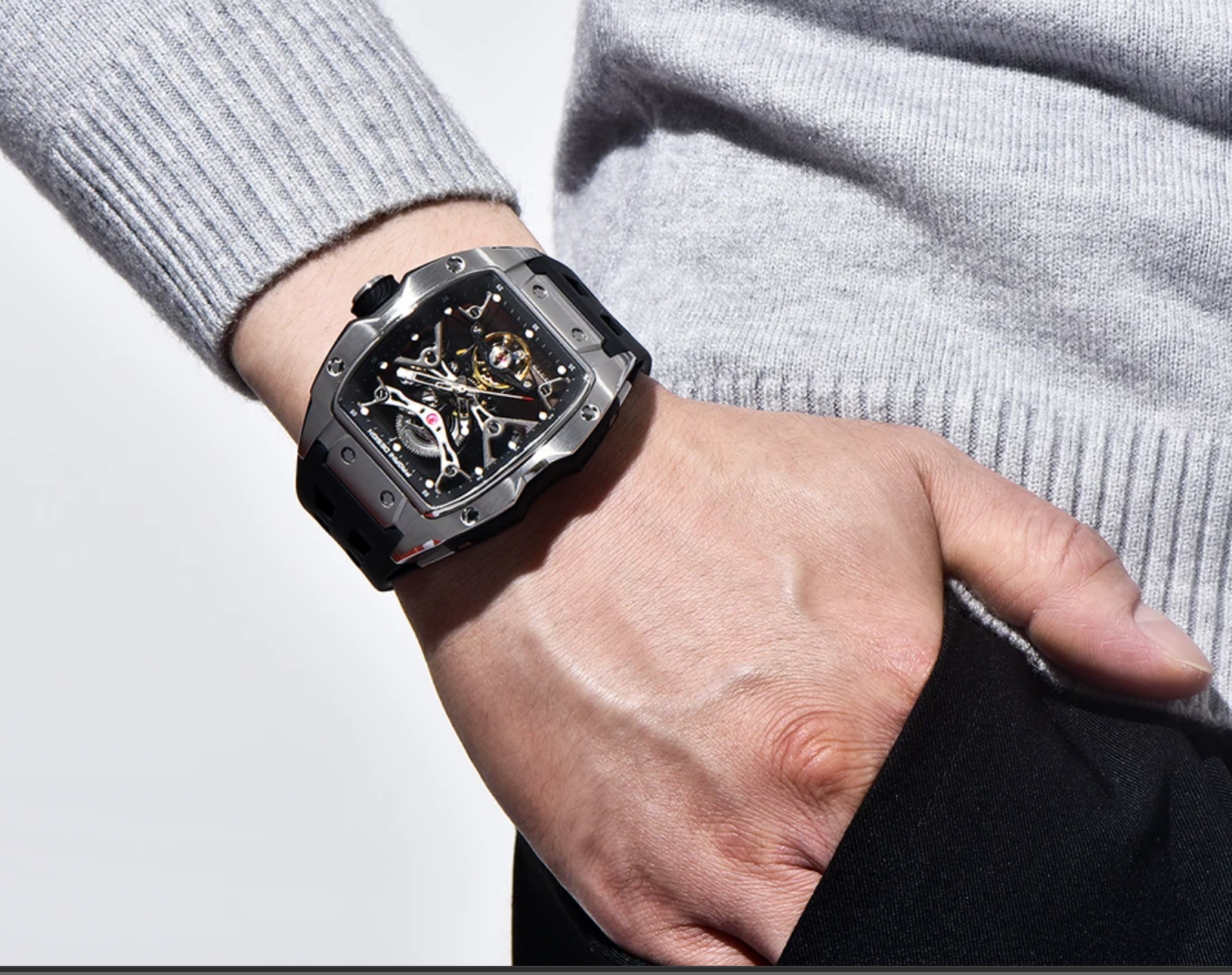 PAGANI DESIGN 42MM Skeleton Dial Men Mechanical Watch Top Brand Sapphire Glass